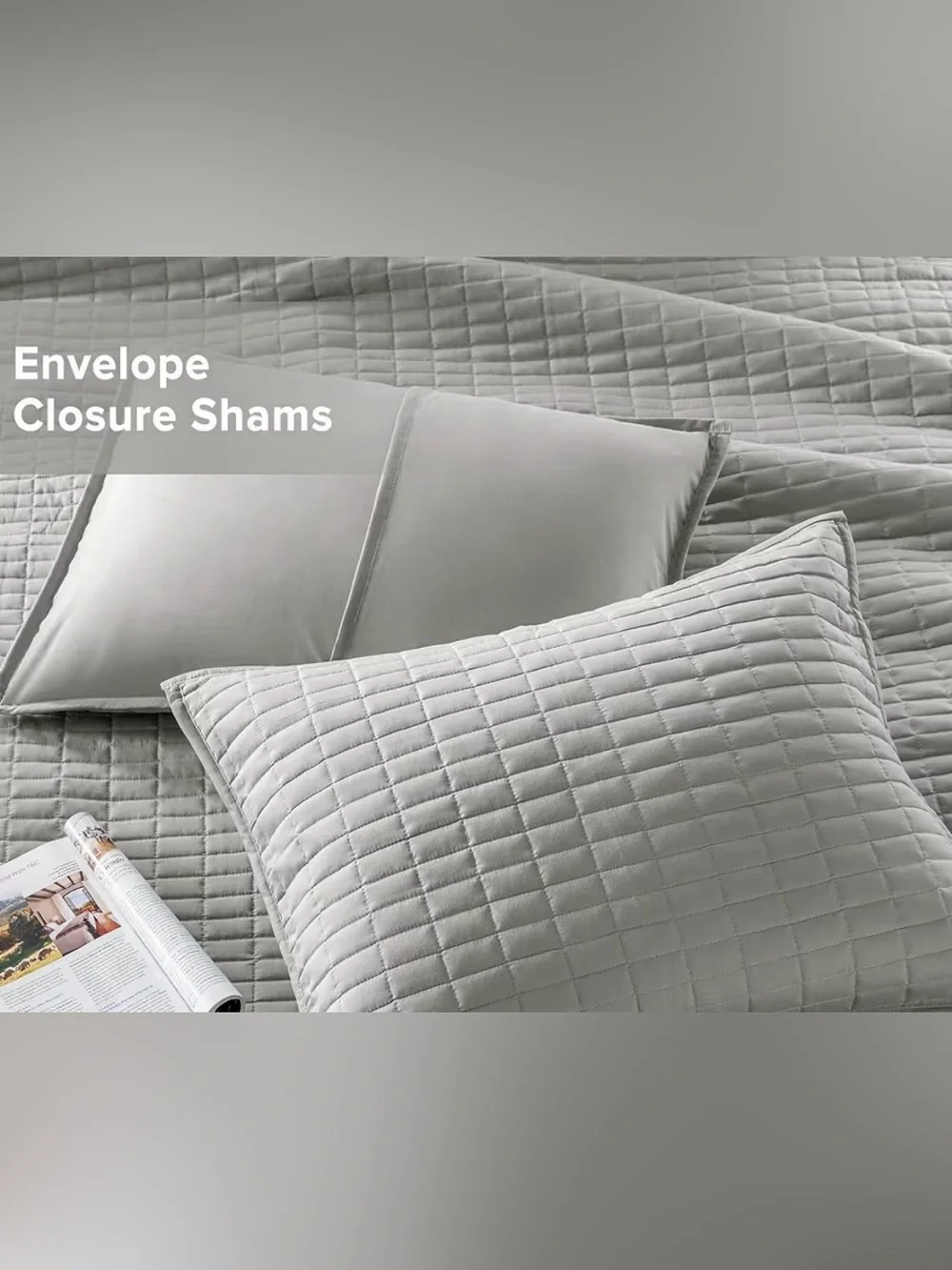 Kienna Quilt Coverlet Bedspread in Light Gray - King Size w/ Matching Shams